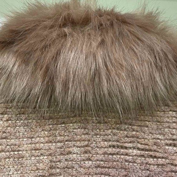 BOSTON PROPER COLORBLOCK FAUX FUR COLLAR SWEATER COAT SIZE: S - Picture 12 of 12